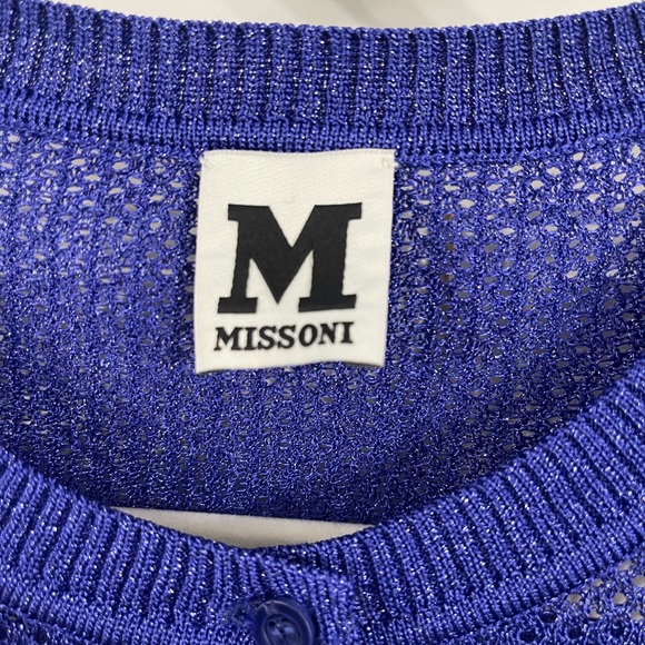 M Missoni Women’s Knit Blue Button Down Cardigan Size 46 - Picture 6 of 7